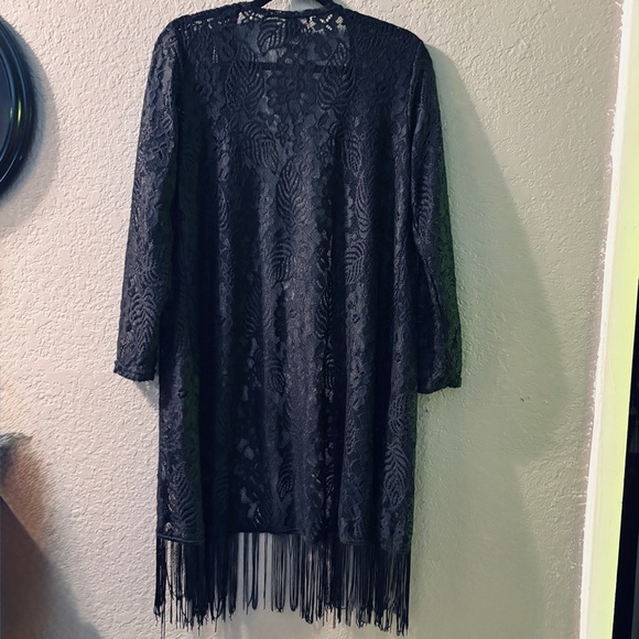 Vintage Black Lace Fringe Jacket Size Medium - Picture 8 of 11